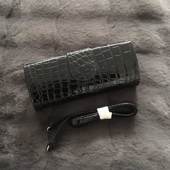 Nine West Handbags - Nine West Black Reptile Print Crossbody or Clutch with Removable Strap - NWOT